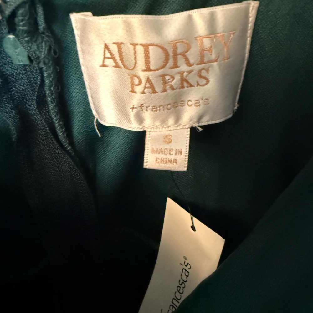 Audrey Parks Francesca’s Tie-Shoulder Forest Green Wide-Leg Jumpsuit Women - Picture 6 of 9